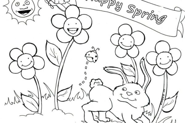 Spring coloring pages kids