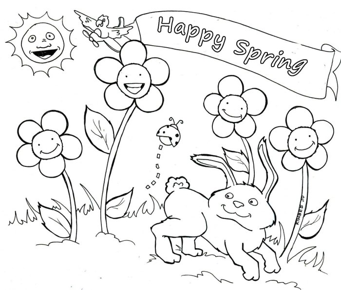 Spring coloring pages kids