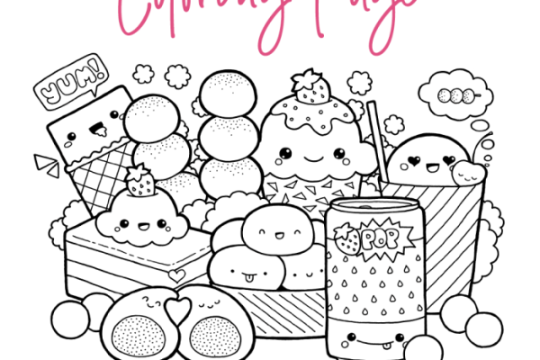 Kawaii kids coloring sheets