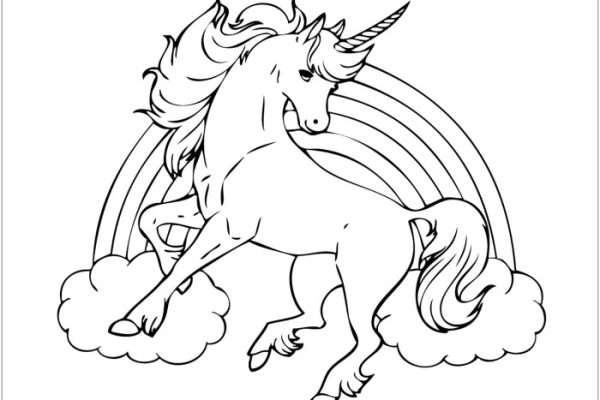 Unicorn coloring page for kids