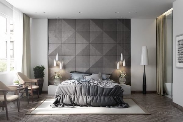 Gray and white bedroom design