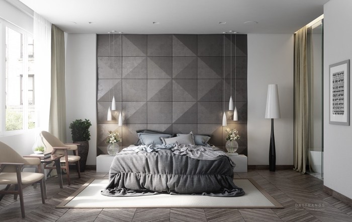 Gray and white bedroom design