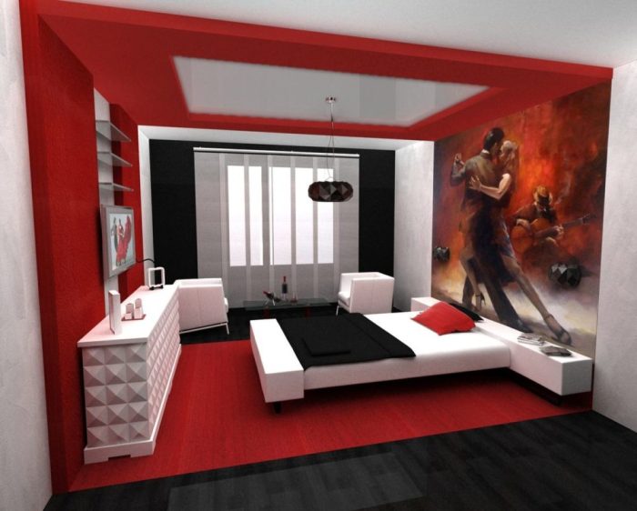 Black white and red bedroom design ideas