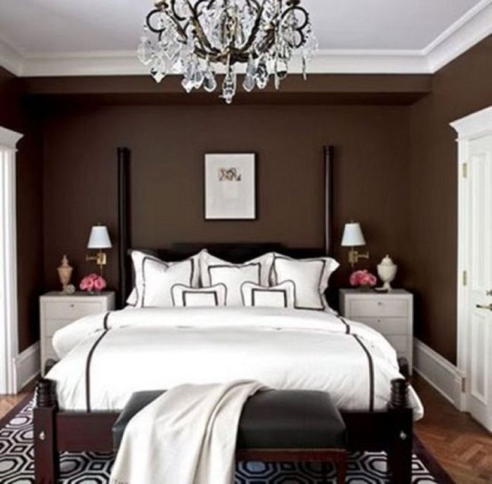 Brown and white bedroom design