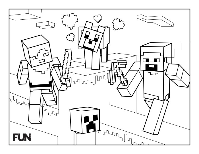 Minecraft coloring pages kids