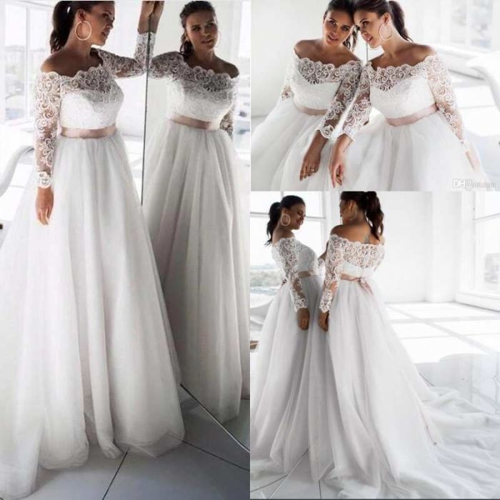 Wedding dresses with sleeves empire waist