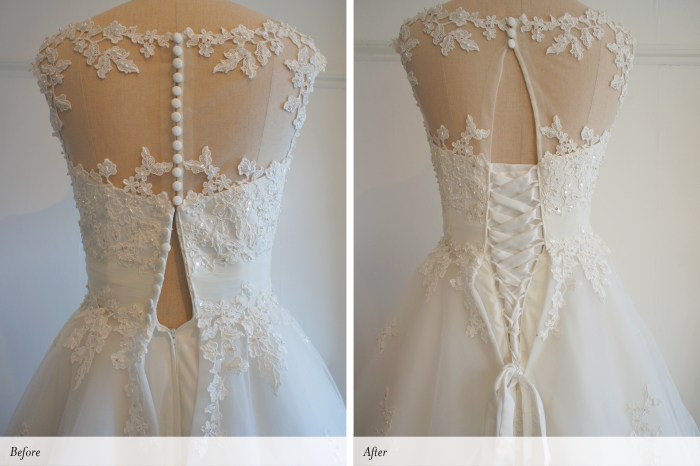 Adding a corset back to a wedding dress