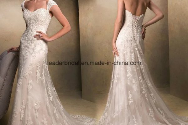 Aline wedding dress with cap sleeves