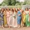 Beige wedding guest dresses