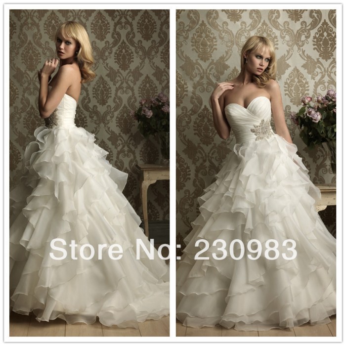 Wedding dresses ruffles at bottom